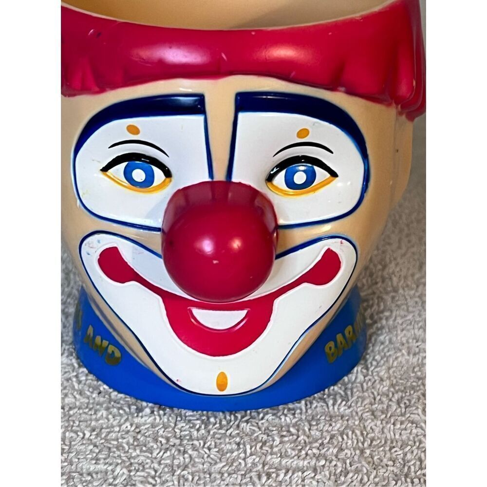 Vintage Circus Clown Red Hair Mug Ringling Bros Plastic